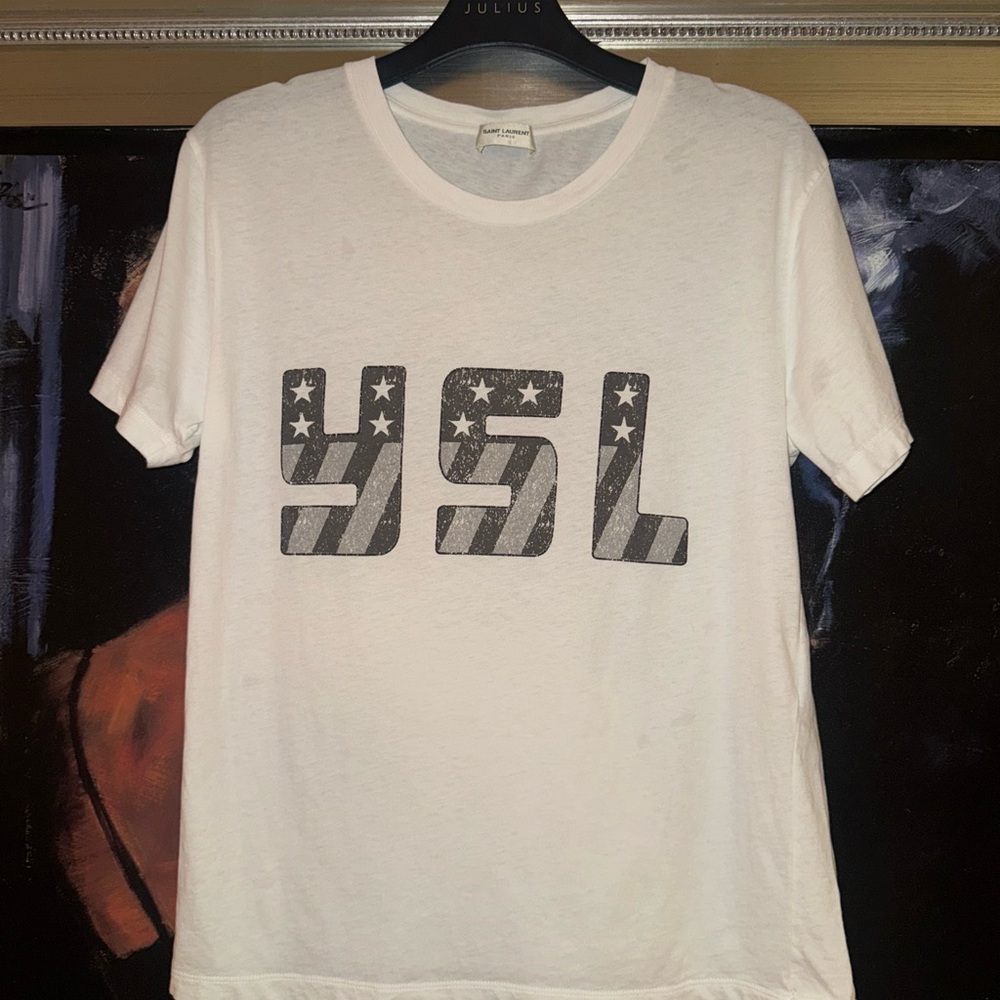 Saint Laurent White YSL Graphic T-Shirt